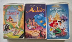 Disney VHS Kassetten Die kleine Meerjungfrau (verbotenes Cover) Aladdin und Bambi - KLASSIKER - Bild 1 von 3