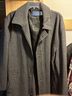 Pendleton Mens 40 Wool Trench Coat Jacket Gray USA Long Sleeve Zip 2 Button Y2K - Image 1 of 4