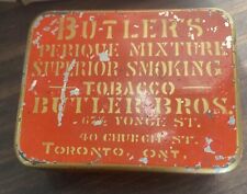 Tobacco Tin Vintage Butler’s Perique Mixture Smoking Tobacco Metal Tin Canada B2
