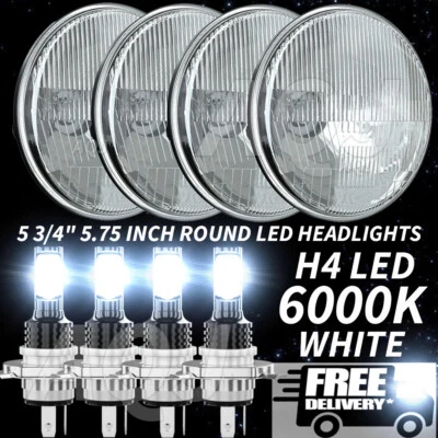 Faróis de LED redondos 4 peças 5 3/4" 5,75 polegadas feixe HI/LO para Datsun 620 Pickup 72-74 - Imagem 1 de 4