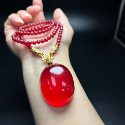 Colgante y collares amuleto de jadeíta jadeíta rojo hielo alto natural Foto 1 de 4