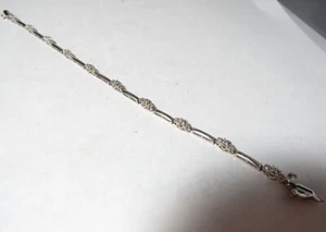 SOLID 10K WHITE GOLD BRACELET WITH 30 ROUND BRILLIANT NATURAL DIAMONDS - Picture 1 of 3