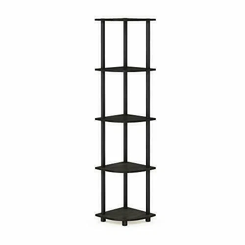 Furinno 99811EX/BK Turn-N-Tube 5 Tier Wall Corner Shelf, brown
