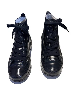 ANN DEMEULEMEESTER Италии черный кожаный высоты верхний шнурует вверх тренажеры женщин EUR39 - Изображение 1 из 4