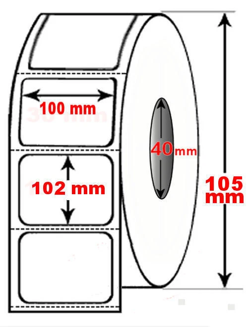Rotolo da 500 etichette adesive mm 100x102 Termiche 1 pista anima 40 - Immagine 1 di 1