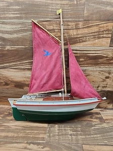 "Velero vintage de 18"" verde Seifert-Boot estanque yate hecho en Alemania" - Imagen 1 de 17
