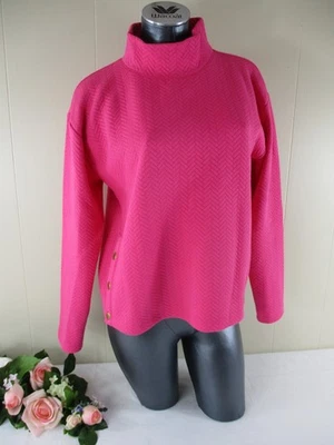 J. Crew talla. Sudadera con cuello falso patrón espiga M rosa fucsia, lados a presión Foto 1 de 4