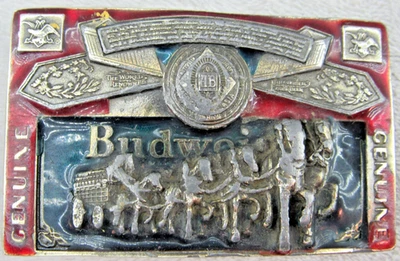 Budweiser Hebilla de Cinturón Clydesdale Incrustación de Esmalte 3D H820 EE. UU. De Colección 1982 *ÁSPERO Foto 1 de 4