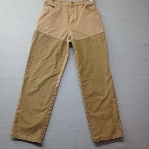 Browning Womens Hunting Brush Pants 10/12 Denim Leather Reinforced Flawed - Picture 1 of 18