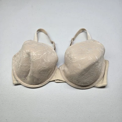 Vanity Fair Women Bra 36DD Beige Floral 75243 T Shirt Underwired Lace Strap - Image 1 of 4