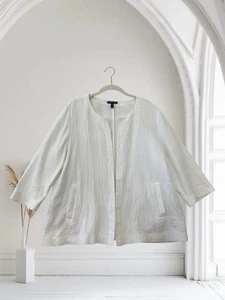 Eileen Fisher Women’s Organic Cotton Cardigan Blazer Size Large Textured - Picture 1 of 20