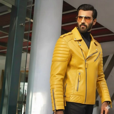 Men's Handmade New Jacket Real Lambskin Leather Motorcycle Biker Stylish Causal - Image 1 of 4