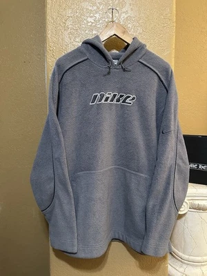 RARE Vintage Y2K NIKE Pullover Hoodie Sherpa Fleece Men’s Large Travis Scott 90s - Image 1 of 4