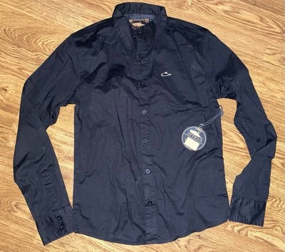 NUEVO CON ETIQUETAS Atticus Y2K Blink 182 Para Hombres Negro Pájaro Muerto Botón Frontal Camisa Pequeña Foto 1 de 4