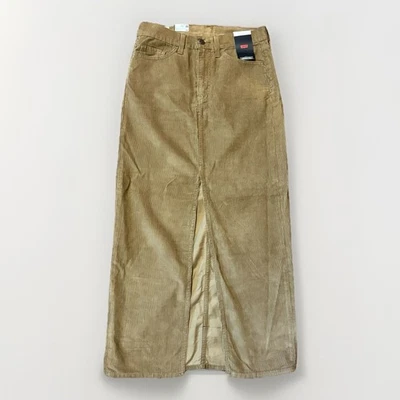 Falda Levi's Premium Para Mujer Tobillo Columna Pana Largo Midi Marrón, Talla 27 Foto 1 de 4