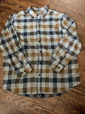 Camisa Wolverine Para Hombre XLarge Franela Gris Azul Tostado A Cuadros Manga Larga Botón Foto 1 de 4