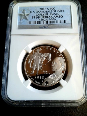 2015-S U.S. Marshals Service Commemorative Half 50C PF 69 Ultra Cameo NGC - Image 1 of 4