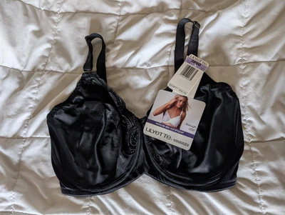 NWT 38DD Underwire Minimizer Bra Black Lilyette 417 Embroidery - Image 1 of 4