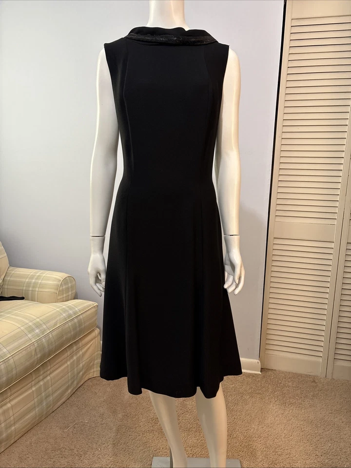 Vestido Cordel’s Miami Beach De Colección Pequeño Negro Con Cuentas Borde En Cuello Forrado Lazo Talla M Foto 1 de 4