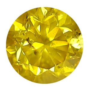0.43 ct Excellent Round Cut (5 x 5 mm) SI Fancy Vivid Yellow Yellow Diamond - Picture 1 of 2