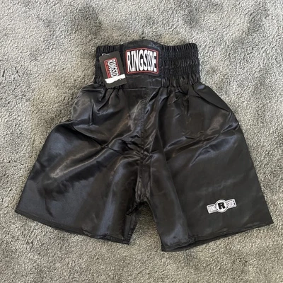 Ringside Boxing Trunks Boys Youth Small Black Logo NEW with Tag - Image 1 of 4