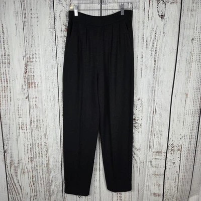 Pantalones de punto St. John Sportswear Santana talla 6 plisados tiro alto pierna cónica negros Foto 1 de 4