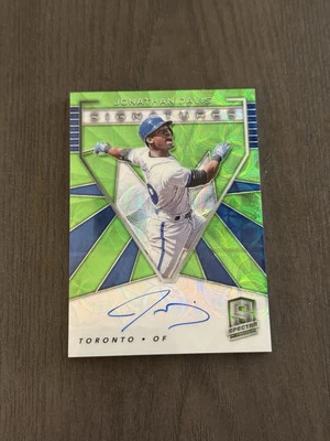 2020 Spectra Signatures Neon Green Prizm Auto /25 JONATHAN DAVIS Rookie RC - Image 1 of 2