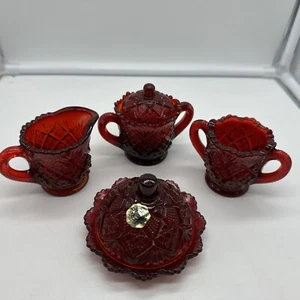 Amberina   Glass Miniatures-Creamer, Sugar , Butter And Cup Rare Westmoreland - Picture 1 of 8