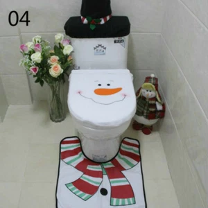 1 Set Weihnachts WC-Sitzbezug Badezimmer Rutschfester Teppich Xmas Dekoration - Bild 1 von 10