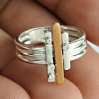 925 Sterling Silver Jewelry Statement Rose Gold Plated Ring Size L 1/2 G26