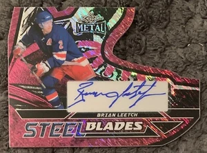 2025 LEAF METAL BRIAN LEETCH RANGERS STEEL BLADES PINK AUTO #4/5 - Picture 1 of 2