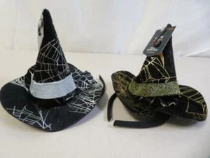 Pair of 2 Adult Mini Witch Hat Headbands Halloween Costume Silver and Gold Hats - Picture 1 of 5