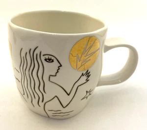 Taza de café de porcelana Starbucks 2013 sirena hueso porcelana detalles dorados - Imagen 1 de 6