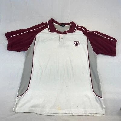 Mens XL Texas ATM Polo Shirt Aggies Starter White Maroon Short Sleeve Collared - Image 1 of 4