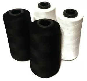 4 Pcs. 6000 Each Yards Sewing Machine Polyester Thread Cones  2 Black 2 white - Picture 1 of 1