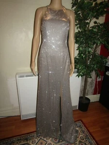 NEU JOHN CHARLES LONDON BRONZE FISCHMÄRCHEN HALTER HALTER AUSSCHNITT GLITZERNDES KLEID, GRÖSSE 10 - Bild 1 von 12