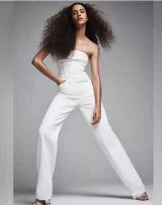 new Zara jeans corset jumpsuit White Denim Strapless Jumpsuit Strapless jumpsuit - Bild 1 von 4