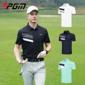 PGM Men Striped Golf Polo Shirt Male Quick Dry Tops Elastic Breathable T-Shirts - Picture 1 of 12