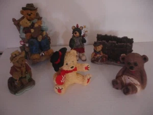 Lot (6) Mini Resin Teddy Bear Figurine Statues Napkin Holder Vintage MAKE OFFER! - Picture 1 of 14