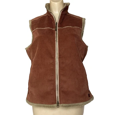 Woolrich Vest Womens M Corduroy Zip Faux Fur Lined Pockets Cinnamon color VTG? - Image 1 of 4
