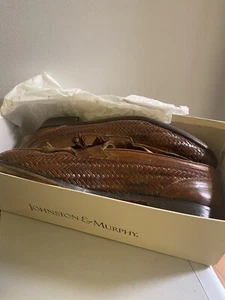 Johnson & Murphy Tassel Basket Weave Slip On Brown Loafers. Size 11.5 M - Picture 1 of 6