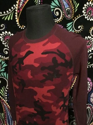 Polo Ralph Lauren Camo Waffle Knit Shirt Mens M Red Black Pony Thermal NWOT - Image 1 of 4