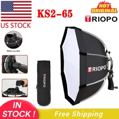 US TRIOPO KS2-65 65cm Camera Flash Octagon Softbox W/ S Bracket & Hand Grip Kit - Image 1 of 4