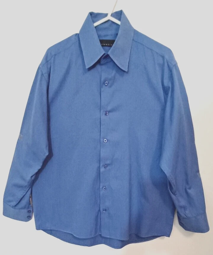 Attention Size Large Men's Shirt Button Up Long Sleeve Blue - Image 1 of 3