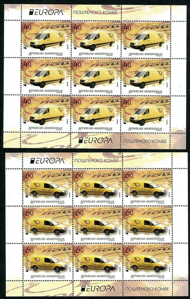 105 - MACEDÔNIA 2013 - Europa - Veículos postais - Carros - Mini folha sem marca de charneira - Imagem 1 de 2