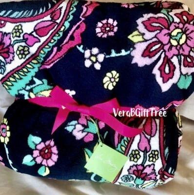 Vera Bradley Plush Throw Blanket PETAL PAISLEY PINK Multi Floral RARE NWT Sealed - Image 1 of 4