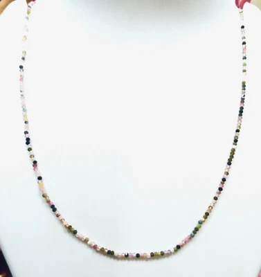Natural Multi Tourmaline Beaded Necklace Handmade Necklace Tourmaline beads 17in - Image 1 of 4