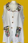 Flax Linen cotton women Tunic white Loose Fit Vest  loose style  fit Italy