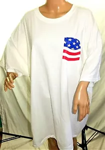 Gildan Women Plus Size 3xl 3x USA American Flag White Tee T Shirt Top Blouse - Picture 1 of 11