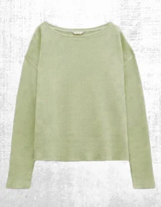 Ex HUSH Women’s Long Sleeve Faye Textured Waffle Top in Sage - Picture 1 of 3